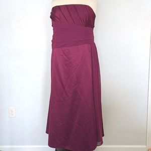 DAVID'S BRIDAL Faux Wrap Ruched Bodice Strapless Dress